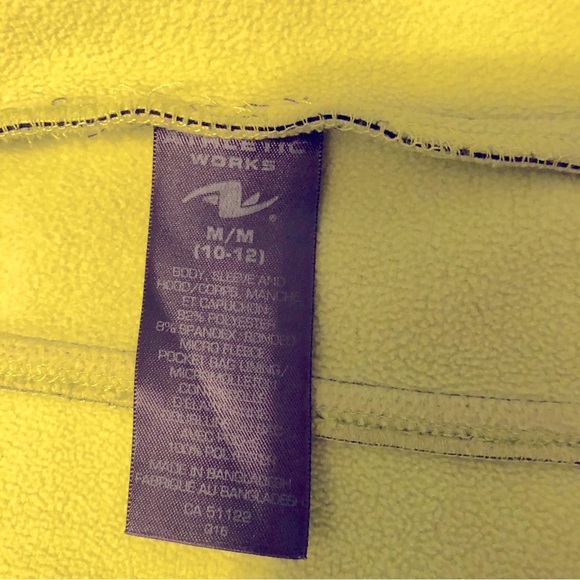 Athletic Works Hooded Jacket Fleece Lined Size M (10/12) Grey/Black/Neon Green - Picture 3 of 6